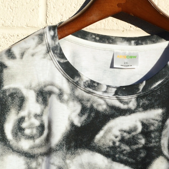 Cherub Angel Shirt Putti Cupid Wings Floral Top - Picture 5 of 7